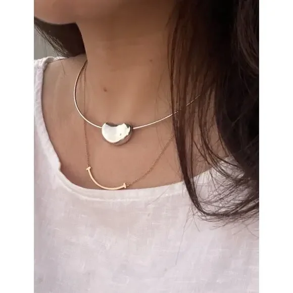 Vintage Tiffany & Co. Silver Elsa Peretti LARGE Bean Wire Hook Necklace Choker - Picture 2 of 7